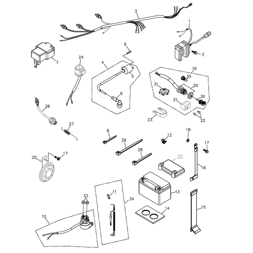 Battery and Wire Harness Battery and Wire Harness