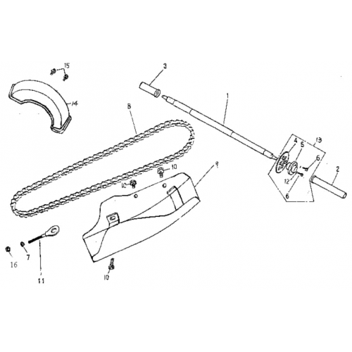 Rear Wheel Axle, Chain (Adly ATV 90Z2 4T (Gear Drive))