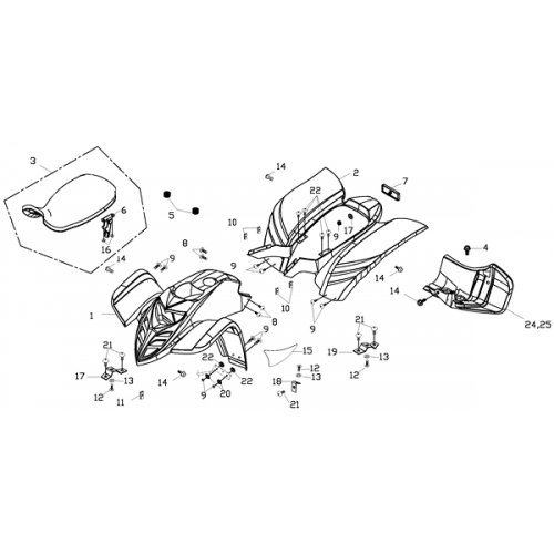 Body Cover, Seat (Adly ATV 150S Interceptor)