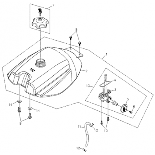 Fuel System (Fuel Tank) (Adly ATV 200S)
