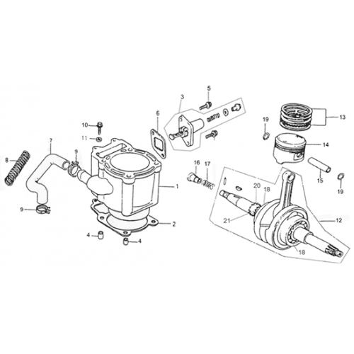 Cylinder, Piston, Crankshaft (Adly ATV Q280)