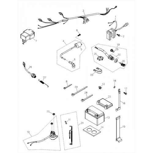 Battery and Wire Harness (Adly ATV Q280)