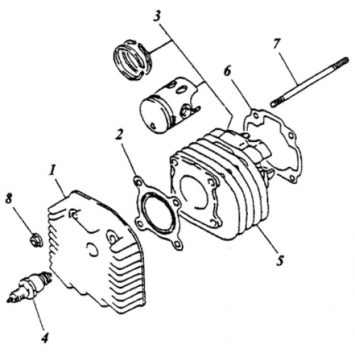 Cylinder, Cylinder Head (Adly ATV 50cc 2T)