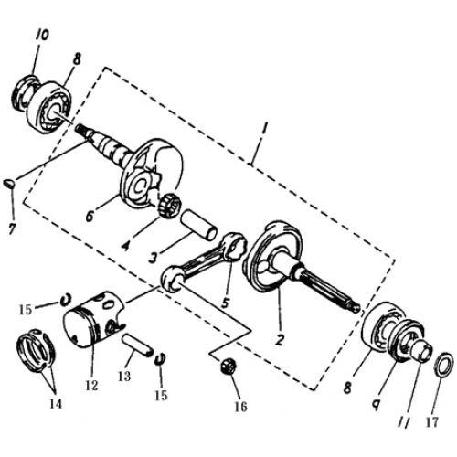 Crankshaft, Piston (Adly ATV 50cc 2T)