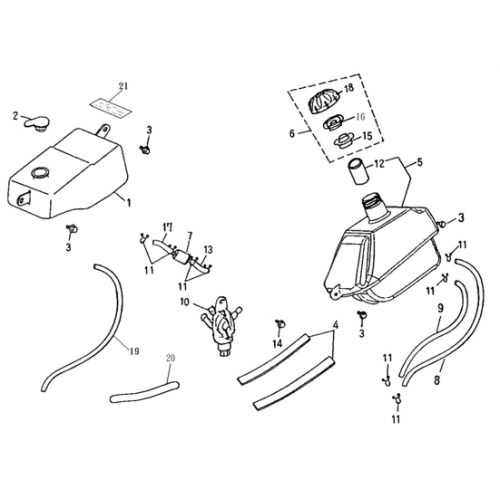 Fuel Tank, Oil Tank (Adly ATV 50cc 2T) Fuel Tank, Oil Tank (Adly ATV 50cc 2T)