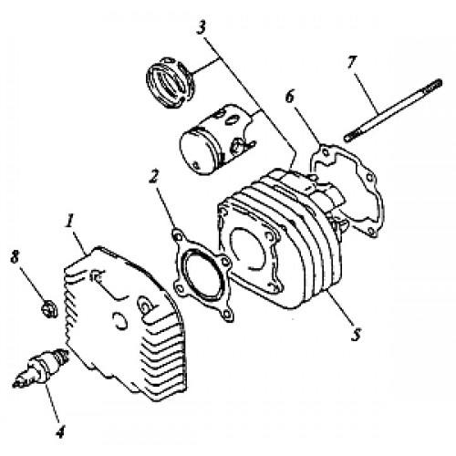 Cylinder, Cylinder Head (Adly ATV 90cc 2T) Cylinder, Cylinder Head (Adly ATV 90cc 2T)