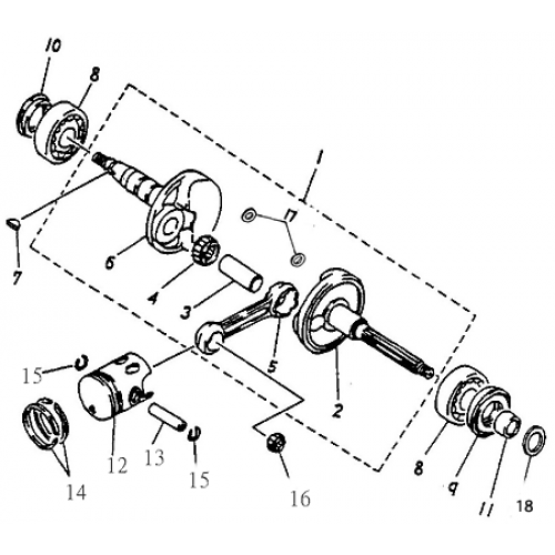 Crankshaft, Piston (Adly ATV 90cc 2T)