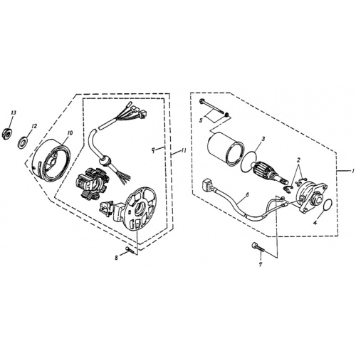 Generator, Starting Motor (Adly ATV 90cc 2T) Generator, Starting Motor (Adly ATV 90cc 2T)