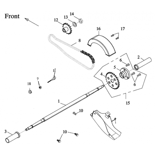 Rear Wheel Axle, Chain (Adly ATV 90cc 2T) Rear Wheel Axle, Chain (Adly ATV 90cc 2T)