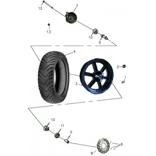 Front Wheel (Aluminum Rim) (Adly GTA-50 2010) Front Wheel (Aluminum Rim) (Adly GTA-50 2010)