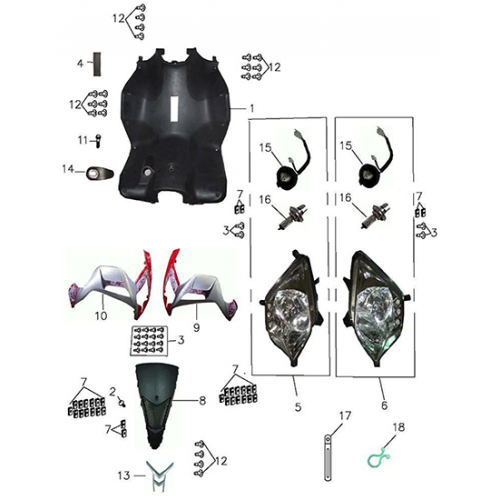 Front Cover, Head Light (Adly GTA-50 2010) Front Cover, Head Light (Adly GTA-50 2010)