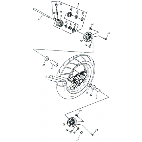 Front Wheel (Aluminium Rim) (Adly SuperSonic 50cc II) Front Wheel (Aluminium Rim) (Adly SuperSonic 50cc II)