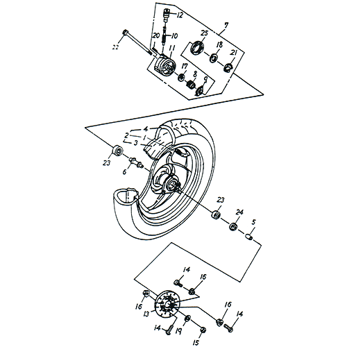 Front Wheel (12IN SPCC Rim) (Adly SuperSonic 50cc II)