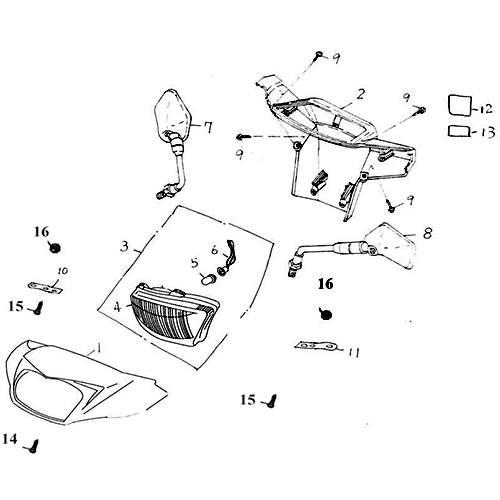 Headlight (DOT), Mirrors (Silver Fox (4 Stroke))