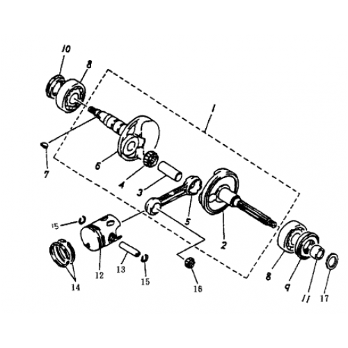 Crankshaft | Pistons (Bombardier Mini DS 50 2T) Crankshaft | Pistons (Bombardier Mini DS 50 2T)