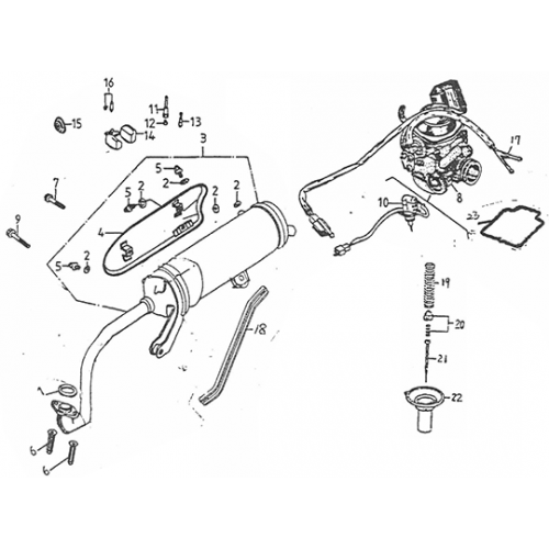 Exhaust Muffler, Carburetor (Adly GK-125 (BK-125) 2005)