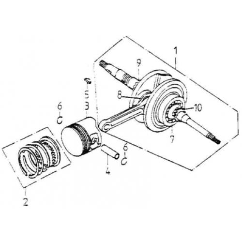 Crank shaft, Piston (Adly GK-125 2009)