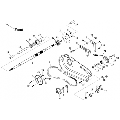Rear Wheel Axle, Chain (Adly GK-125 2009)