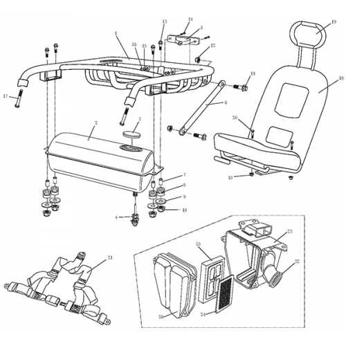 Seat Belt | Carrier | Fuel Tank (Kasea Adventure Buggy 150)