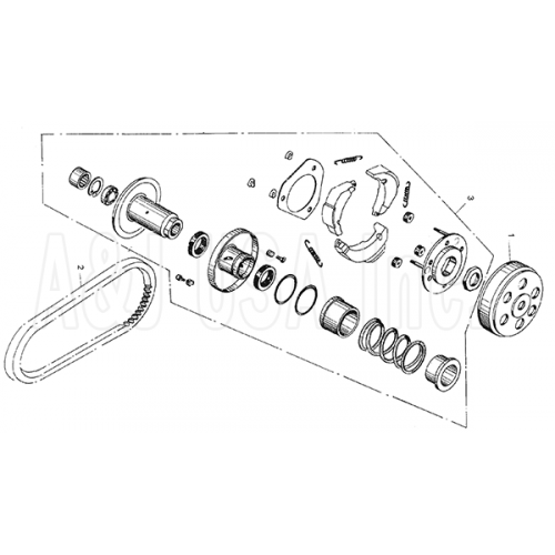 Driven Pulley and Clutch (Kasea LM150IIR 2003)